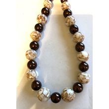Brown Pearl and MOP Bead Necklace #3353- 17 1/2"