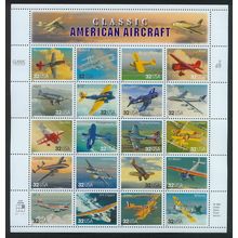 Classic American Aircraft Sheet of Twenty 32 Cent Stamps Scott 3142a