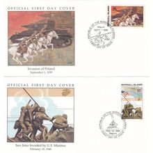 V-J Day Japanese Japan WW2 Surrender Military Ship 2x First Day Cover