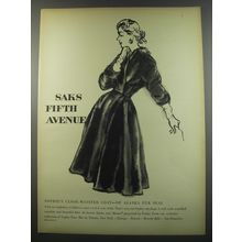 1955 Saks Fifth Avenue Fashion Ad - Sophie's close-waisted coat Alaska Fur Seal