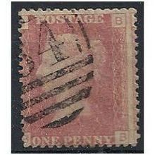 1858 SG43 1d Red Plate 135 Good Used "BB".