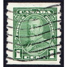 Canada Sg352 1c green imperf x perf 8 fine used (CB)