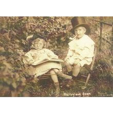 Skipton Children as Married Couple Pipe Smoking Photo Award Winner Postcard