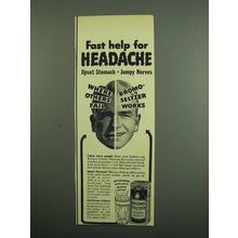 1950 Bromo-Seltzer Medicine Ad - Help Headache