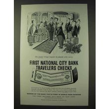 1959 First National City Bank Travelers Checks Ad - People Carry