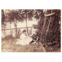 Edwardian French Couple Picnic By Vers Riverside Postcard