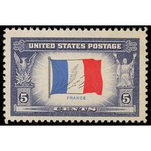 915b, 5¢ France Partial Reverse Printing of Flag Colors With PFC Stuart Katz