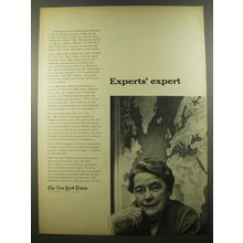 1954 The New York Times Advertisement - Anne O'Hare McCormick - Experts' expert