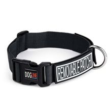 Omega Nylon collar black with hook for patch W 1" L 16"-21"