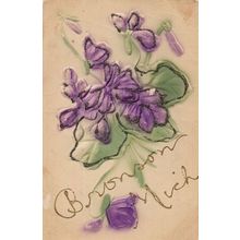 Greetings Bronson Michigan Flowers USA Embossed Glitter Old Postcard