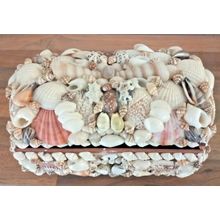 Shell Trinket Jewellery Box Treasure Chest Sea Shell Fish Nautical Folk Vintage
