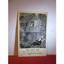 THE DAMP BED, JOKE antique postcard living picture series c.1905 =