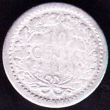 1914 Netherlands 10 Cents Silver Coin