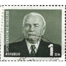 DDR, State President Wilhelm Pieck, dark olive 1950, 1DM, #2