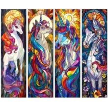 Unicorn Fantasy Stained Gass Look Bookmarks Book Markers Gift For Reader (X5)