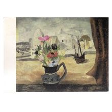 ANEMONES IN A CORNISH WINDOW by Christopher Wood used postcard =