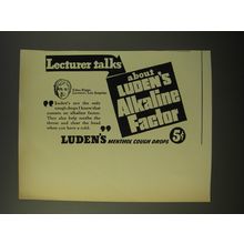 1938 Luden's Menthol Cough Drops Ad - Lecturer talks about Luden's