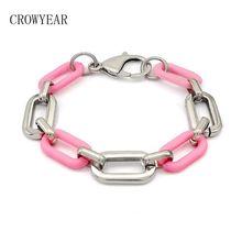 New Women’s Pink & Silver Color Link Fashion Bracelet