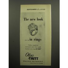 1955 Olga Tritt Jewelry Ad - The new look ..in rings