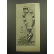 1955 Bergere Jewelry Ad - The look of real jewelry
