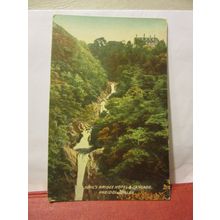 DEVIL'S BRIDGE HOTEL & CASCADE, ABERYSTWYTH, WALES used antique postcard 1910 =