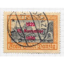 DANZIG 1930 10th ANNIVERSARY FREE CITY PROCLAMATION OVERPRINT 1G USED Mi 230