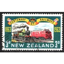 NEW ZEALAND 1963: CENTENARY OF RAILWAYS - 3d USED (G2)
