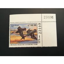 ICOLLECTZONE US 1988 Maine ME5 Plate Number Single Duck Stamp VF NH
