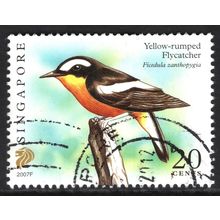 SINGAPORE 2007: BIRDS - 20c YELLOW-RUMPED FLYCATCHER USED (G21)