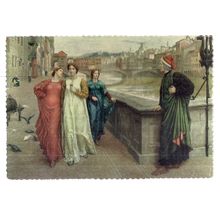 MEETING OF DANTE WITH BEATRICE FIRENZE, FLORENCE ITALY unused vintage postcard #