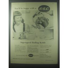 1954 G.E.C. Superspeed Boiling Kettle Ad - You'll be happy with a G.E.C.