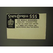 1955 State Express 555 Cigarettes Ad - The World renowned English Cigarettes