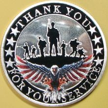 Thank You For Your Service. Challenge Coin. 1.50" Silver Tone. 84b.