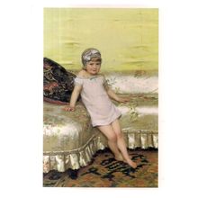 THE SILK DIVAN Michele Gordigiani unused postcard. Tokyo Fuji Art Museum =
