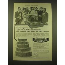 1918 Hammond Multiplex Typewiter Ad - Interchangeable type-sets to suit