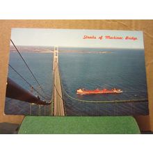 STRAITS OF MACKINAC BRIDGE. MICHIGAN, USA. unused postcard vgc =