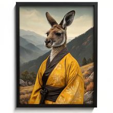 Kangaroo in Japanese Kimono Art Print Kangaroo Poster Wild Animal Wall Art Gift