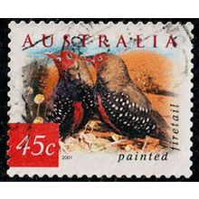 Australia 2001 Bird 45c Used P&S Stamp Painted Firetail 12.5 Perf
