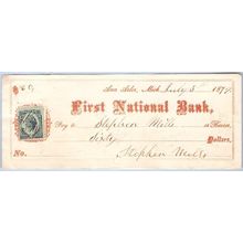 MI Ann Arbor Cancelled Check First National Bank Check # Dated: July 5, 18~7