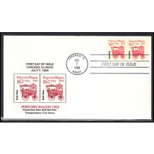 FDC 2261 16.7c Popcorn Wagan Pair (Unkn Cachet-U/A) Box0567
