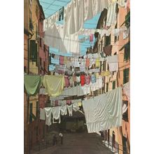 Genova Italian Washing Lines Laundry Postcard