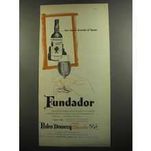 1952 Pedro Domecq Fundador Brandy Ad - The classic brandy of Spain