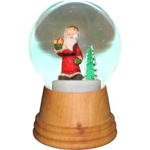 2552 - Perzy Snowglobe - Medium Santa with Tree with wooden base - 5"H x 3.5"...
