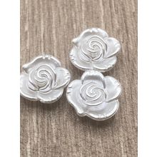 15mm White Shank Buttons Flower Design Abs For Cardigans Knitting Sewing