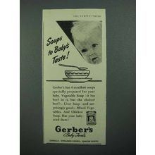 1942 Gerber's Baby Food Ad - Soups to Baby's Taste