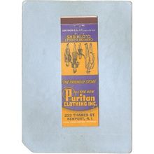 Rhode Island Newport Matchcover The New Puritan Clothing Inc 233 Thames St~1295