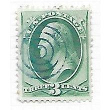 USA 1870 NATIONAL BANK NOTE 3c WASHINGTON TARGET BLUE CANCEL