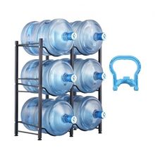 3 Tiers Water Jug Holder Double Row Water Bottle Rack for 6 Bottles Black