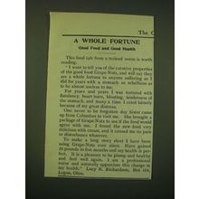 1902 Post Grape-Nuts Cereal Ad - A whole fortune good food and good health