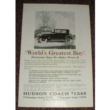 1925 Hudson Super Six Car Ad, World's Greatest Buy!!